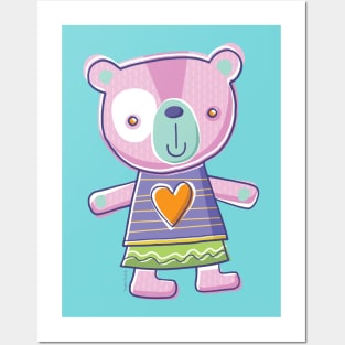 Pink Teddy Bear Cartoon Posters and Art